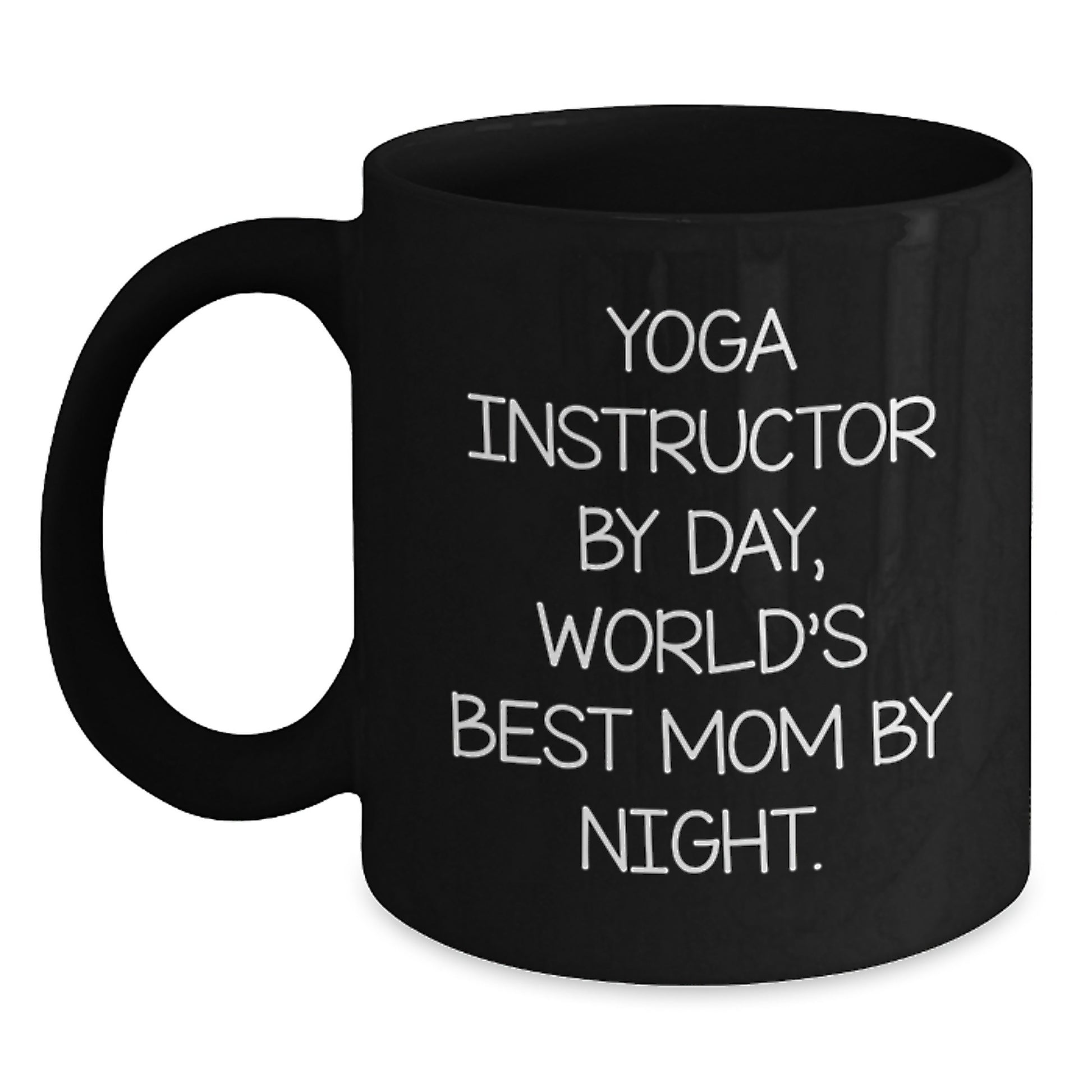 Funny Yoga Instructor Gifts for Men, Yoga Instructor Black Coffee Mug, 'Yoga Instructor By Day, World's Best Mom By Night.' Quote Christmas Unique Gifts from Family to Yoga Instructor - Main