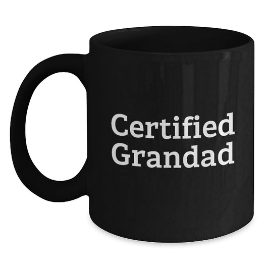 Funny Grandad Gifts for Him, Certified Grandad Black Coffee Mug, Christmas Unique Gifts from Family, Black Ceramic Mugs, Funny Quote - Main