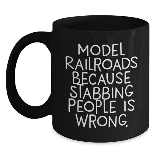 Funny Model Railroads Gifts for Men, Unique Black Coffee Mugs for Christmas Unique Gifts from Friends - Main