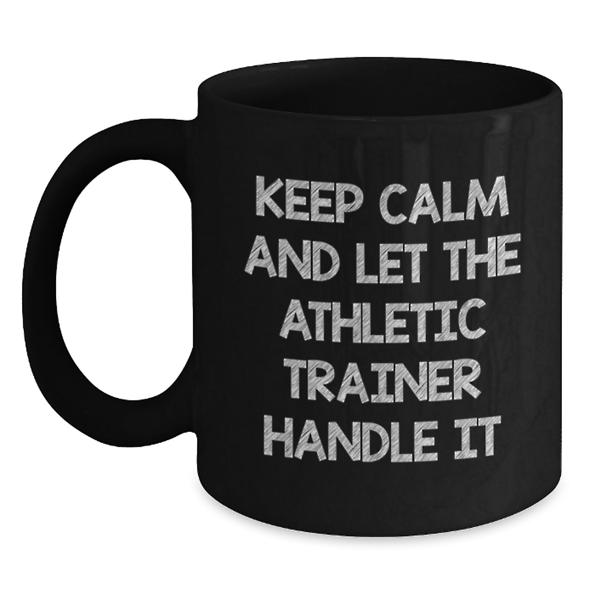 Funny Athletic Trainer Gifts from Friends for Men Black Coffee Mugs with 'Keep Calm and Let the Athletic Trainer Handle It' Quote, Unique Christmas Memorable Presents - Main