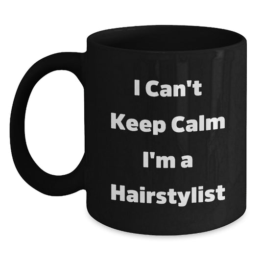 Funny Hairstylist Gifts from Friends for Hairstylist, I'm a Hairstylist Black Coffee Mug, Christmas Unique Presents - Main