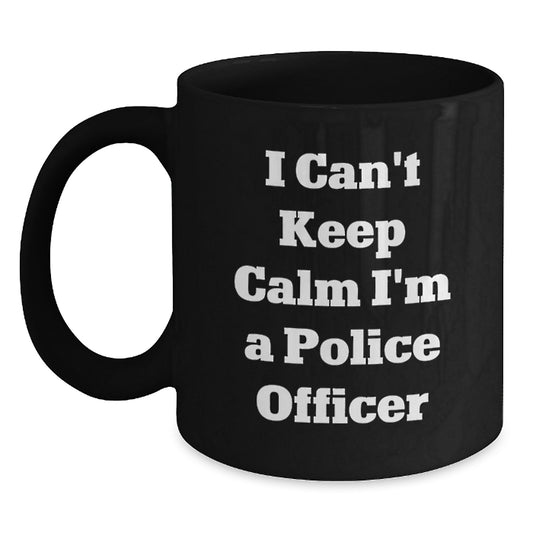 Funny Police Officer Gifts for Men - I'm a Police Officer Black Coffee Mug, Perfect for Christmas Unique Gifts from Family Friends Coworkers - Main