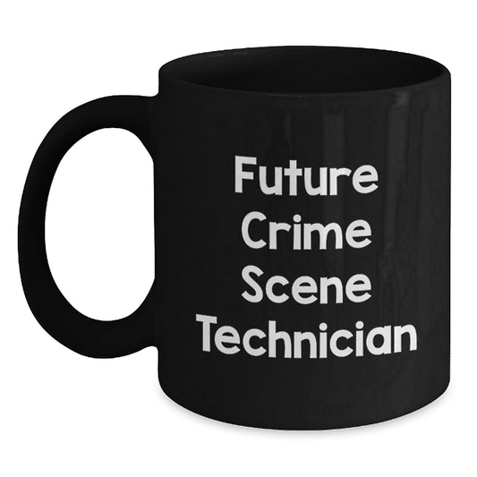 Funny Crime Scene Technician Gifts from Friends, Funny Future Crime Scene Technician Black Coffee Mug, Christmas Unique Gifts for Men - Main