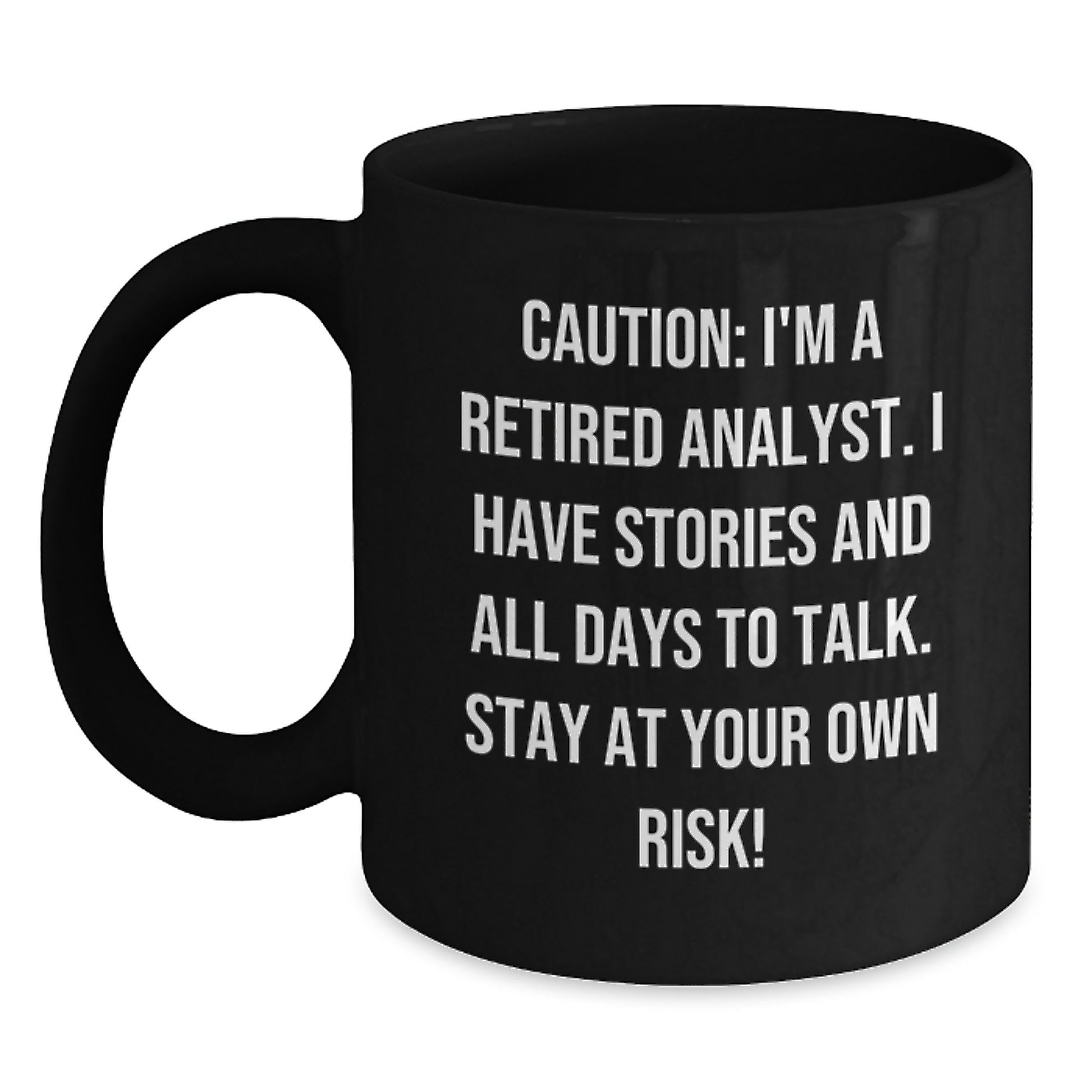 Funny Analyst Gifts from Friends to Colleagues, Black Coffee Mug, Christmas Unique Presents for Male Female Coworkers - Main