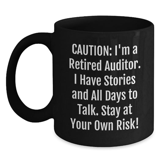 Funny Auditor Black Coffee Mug, Gifts for Auditors from Family, Christmas Unique Mugs, Retired Auditor Quotes, 11oz/15oz Ceramic Mugs - Main