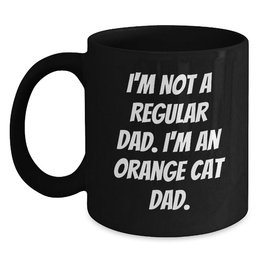 Funny Orange Cat Dad Black Coffee Mugs for Men Gifts from Family Birthday Unique Presents for Orange Cat Lovers - Main