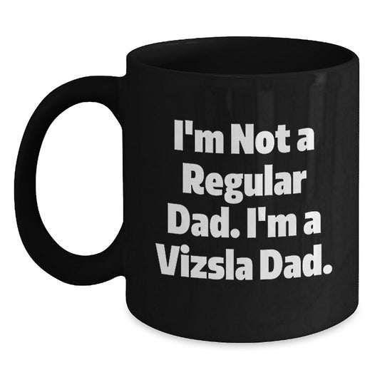 Funny Vizsla Dad Black Coffee Mugs Gifts from Men to Vizsla Dog Lovers at Christmas - Main