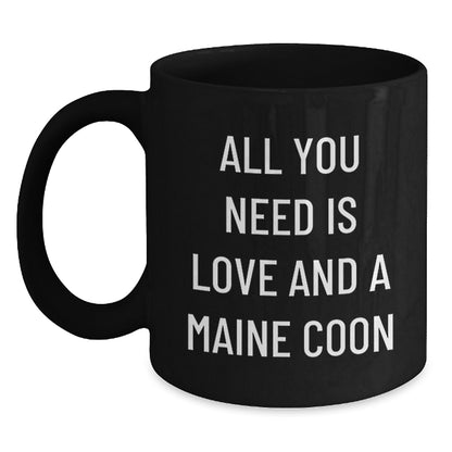 Maine Coon Cat Lover's Inspirational Quote Funny Black Coffee Mug Gifts from Friends and Family for Christmas - Main