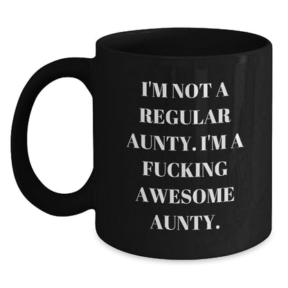 Funny Aunty Gifts for Christmas, Awesome Aunty Black Coffee Mug, Gifts from Family to Aunty - Main