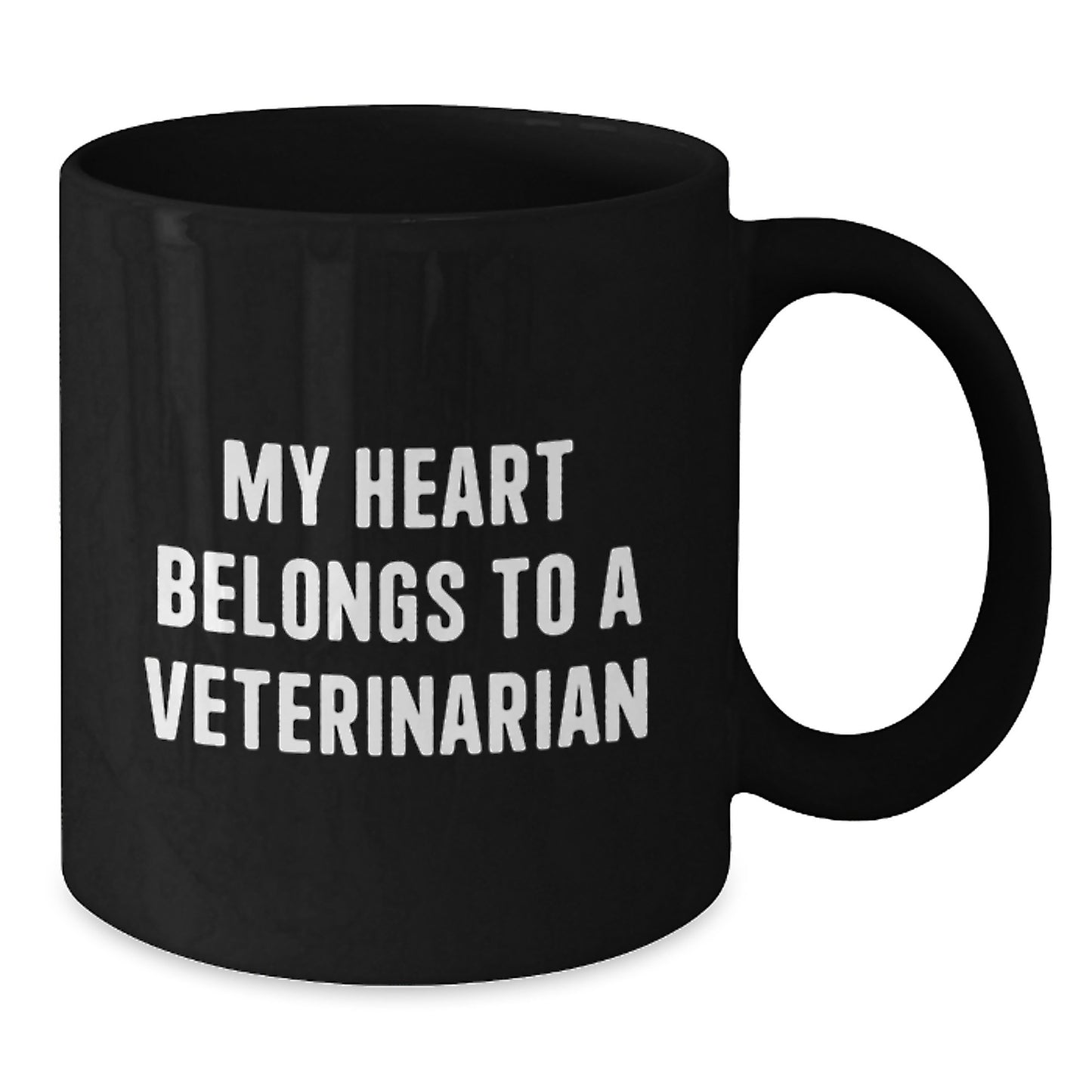 Funny Veterinarian Quotes Gifts for Her or Him, Black Coffee Mug by Friends or Family for Birthday, 'My Heart Belongs To A Veterinarian' - Additional
