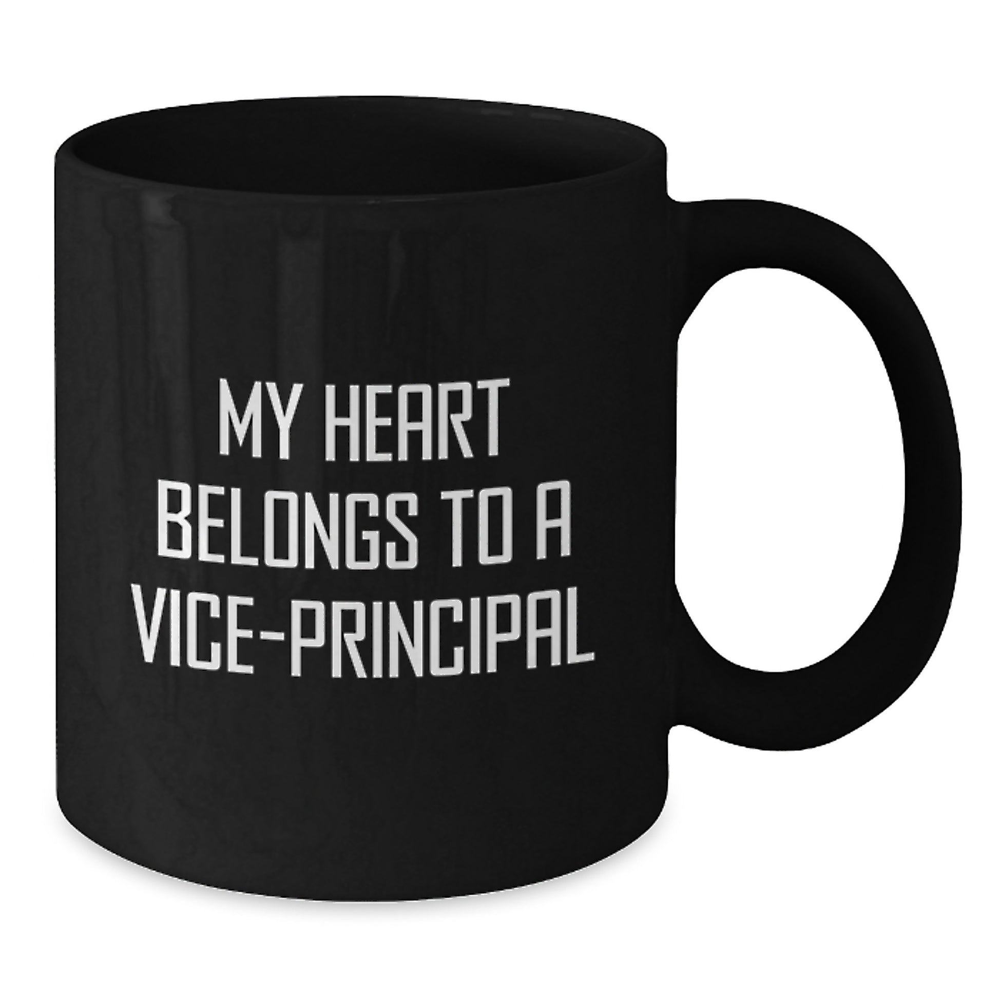 Funny Vice-principal Gifts from Friends - Christmas Unique Mugs for Vice-principal Enthusiasts - Quirky Black Coffee Mug with 'My Heart Belongs To A Vice-principal' Quote - Additional