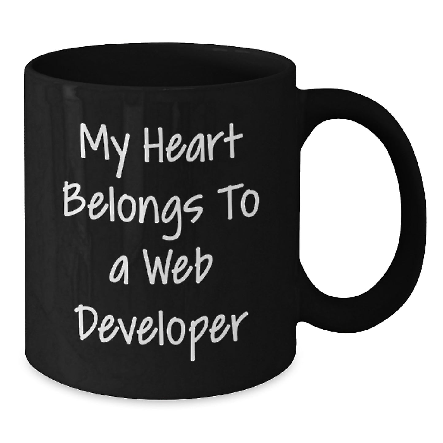 Funny Coffee Mug for Web Developers, 'My Heart Belongs To A Web Developer' Christmas Unique Gifts from Friends to Family - Additional