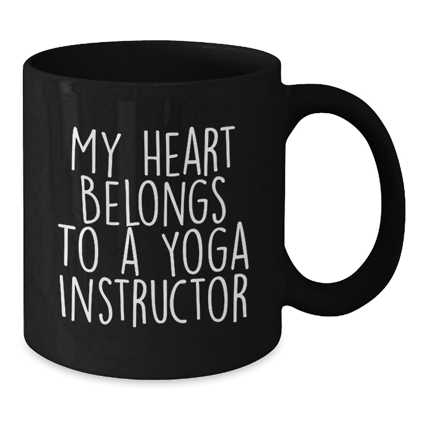 Funny Yoga Instructor Gifts from Men to Friends, 'My Heart Belongs To A Yoga Instructor' Quote on Black Coffee Mug, Graduation Unique Gifts - Additional