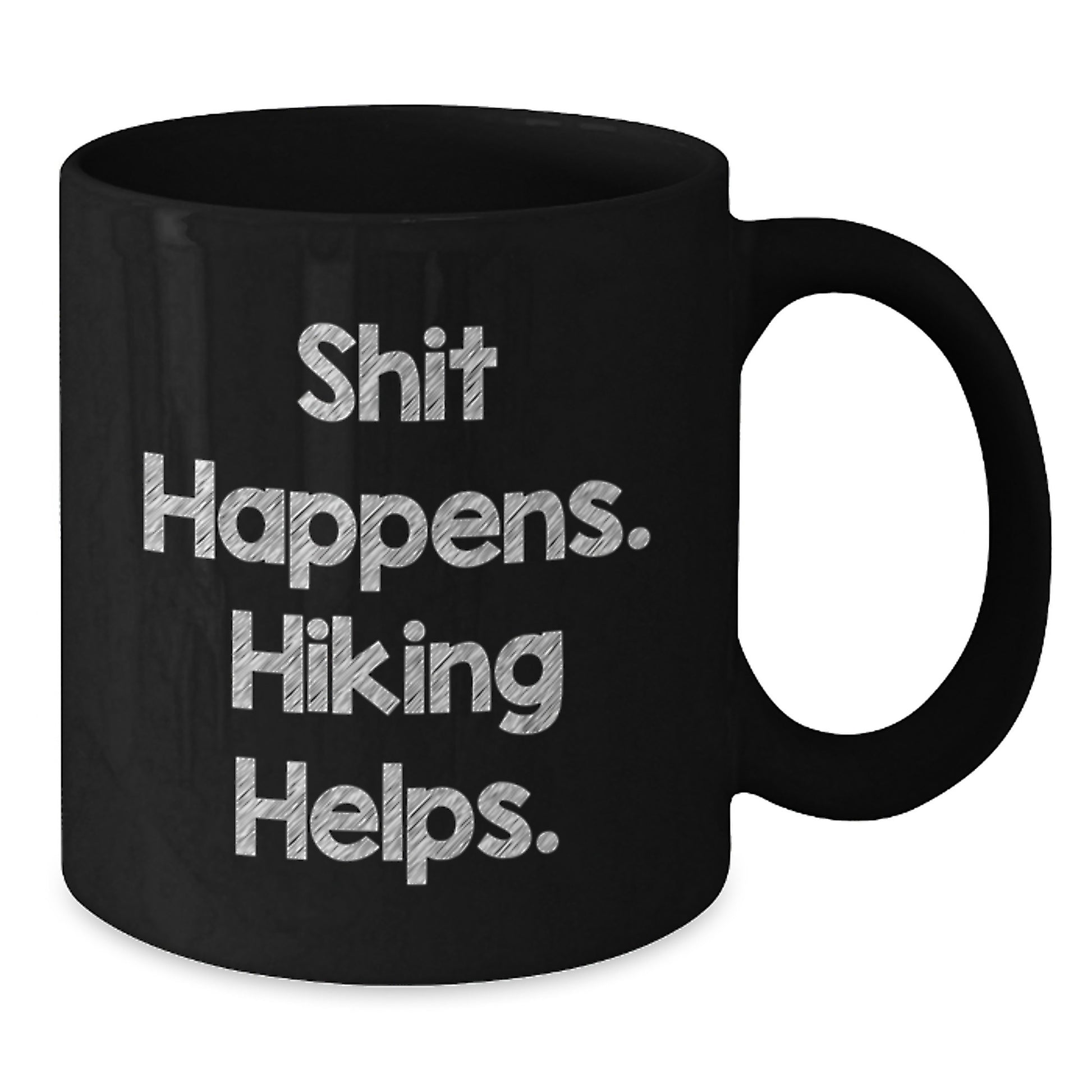 Funny Hiking Gifts for Men from Family, Black Coffee Mug with 'Shit Happens. Hiking Helps.', Christmas Unique Presents - Additional