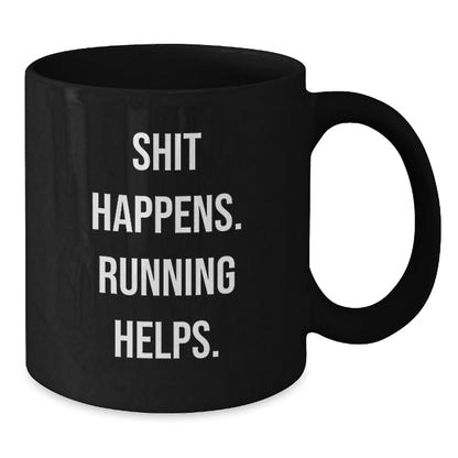 Funny Running Gifts for Men Women Friends Family, Black Coffee Mug with Inspirational Quote, Christmas Unique Presents - Additional