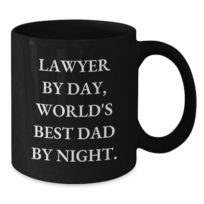 Funny Lawyer Gifts, Black Coffee Mug, 'Lawyer By Day, World's Best Dad By Night' Quote, Perfect for Lawyer Colleagues, Christmas Unique Gifts from Friends - Additional
