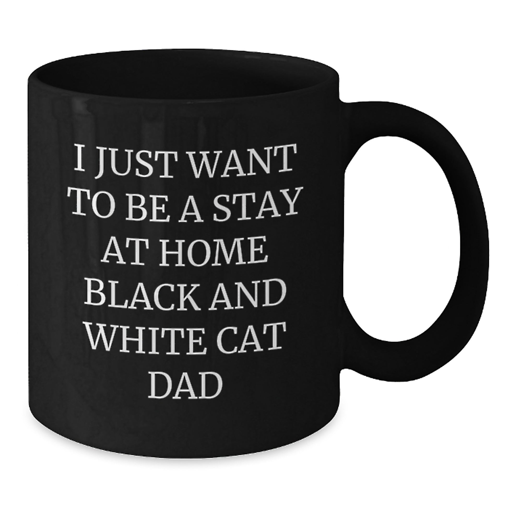 Funny Black and White Cat Gifts for Cat Dads on Christmas - Unique Black Coffee Mug - Additional