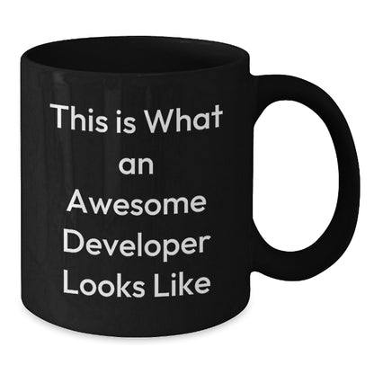 Funny Gifts from Developer Friends for Developer Valentine's Unique Mugs for Developers, Funny Black Coffee Mug for Developers, This Is What An Awesome Developer Looks Like - Additional