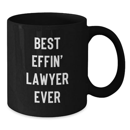 Funny Lawyer Gifts for Men, Best Effin' Lawyer Ever Black Coffee Mug, 11oz or 15oz Ceramic Mug - Additional