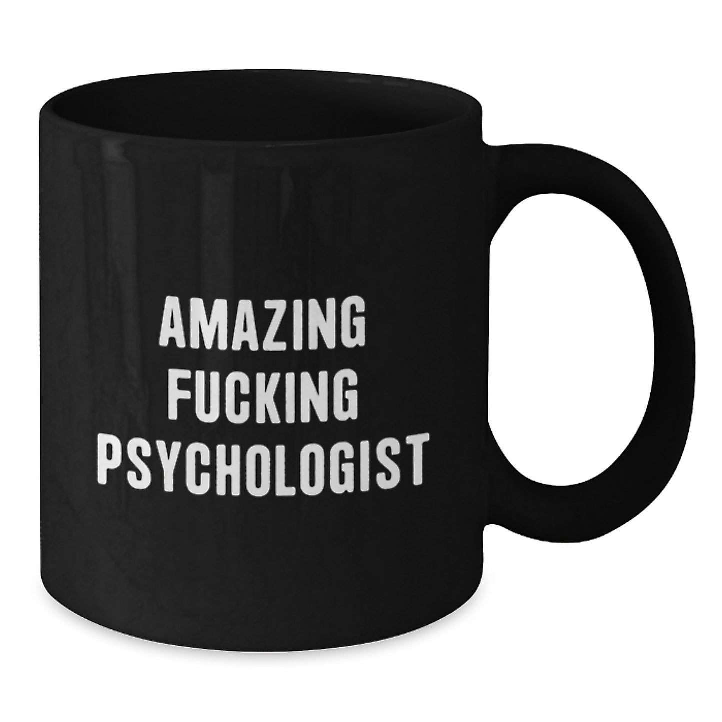 Funny Psychologist Gifts for Men, Black Coffee Mug with 'Amazing F--king Psychologist' Quote, Christmas Unique Presents - Additional