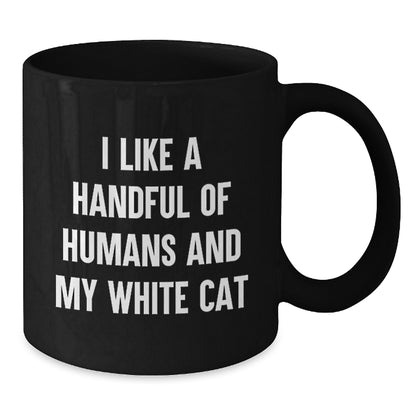 Funny White Cat Black Coffee Mug, Gifts from Friends to White Cat Lovers, Christmas Unique Gifts - Additional