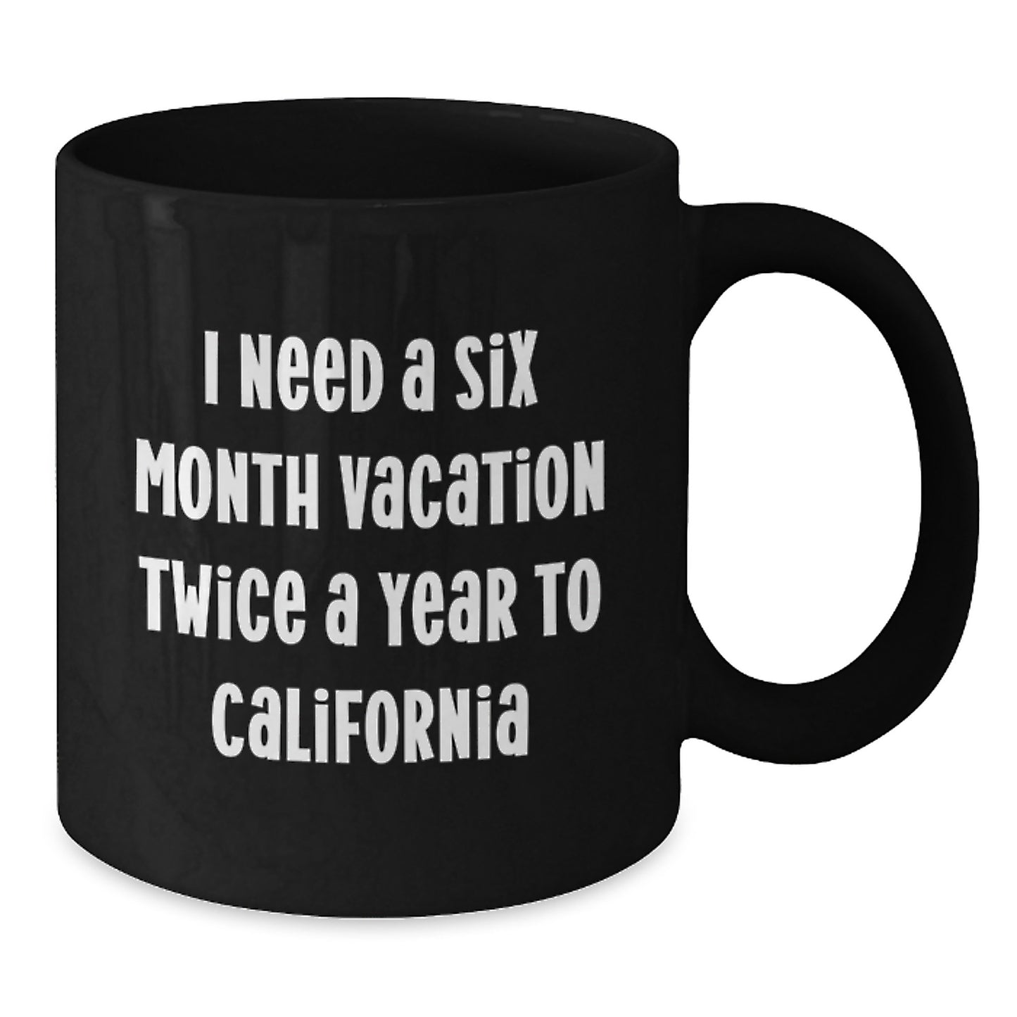California Funny Mugs Unique Gifts for Men Women from Friends and Family - Six Month Vacation Dreams - Additional