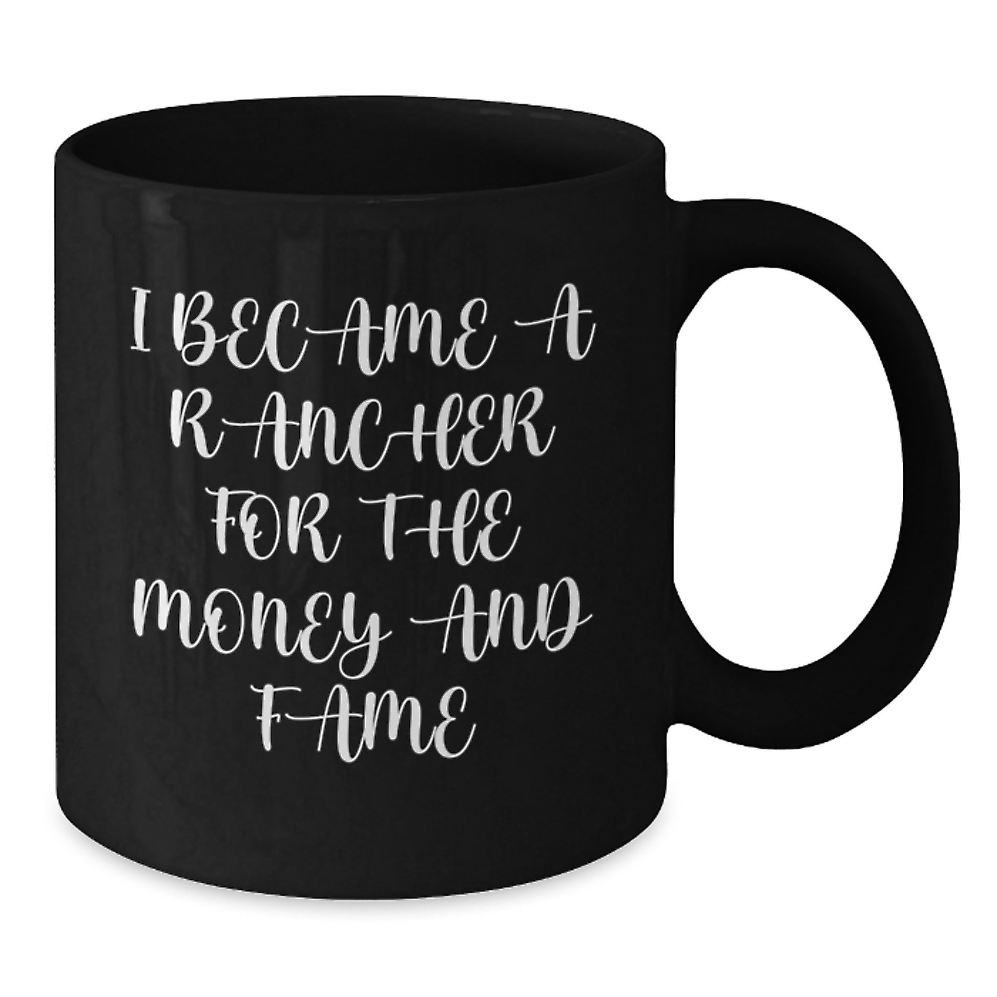 Funny Rancher Gifts for Men, Unique Black Coffee Mugs from Friends with 'I Became A Rancher For The Money And Fame' Quote, Christmas Unique Gifts - Additional