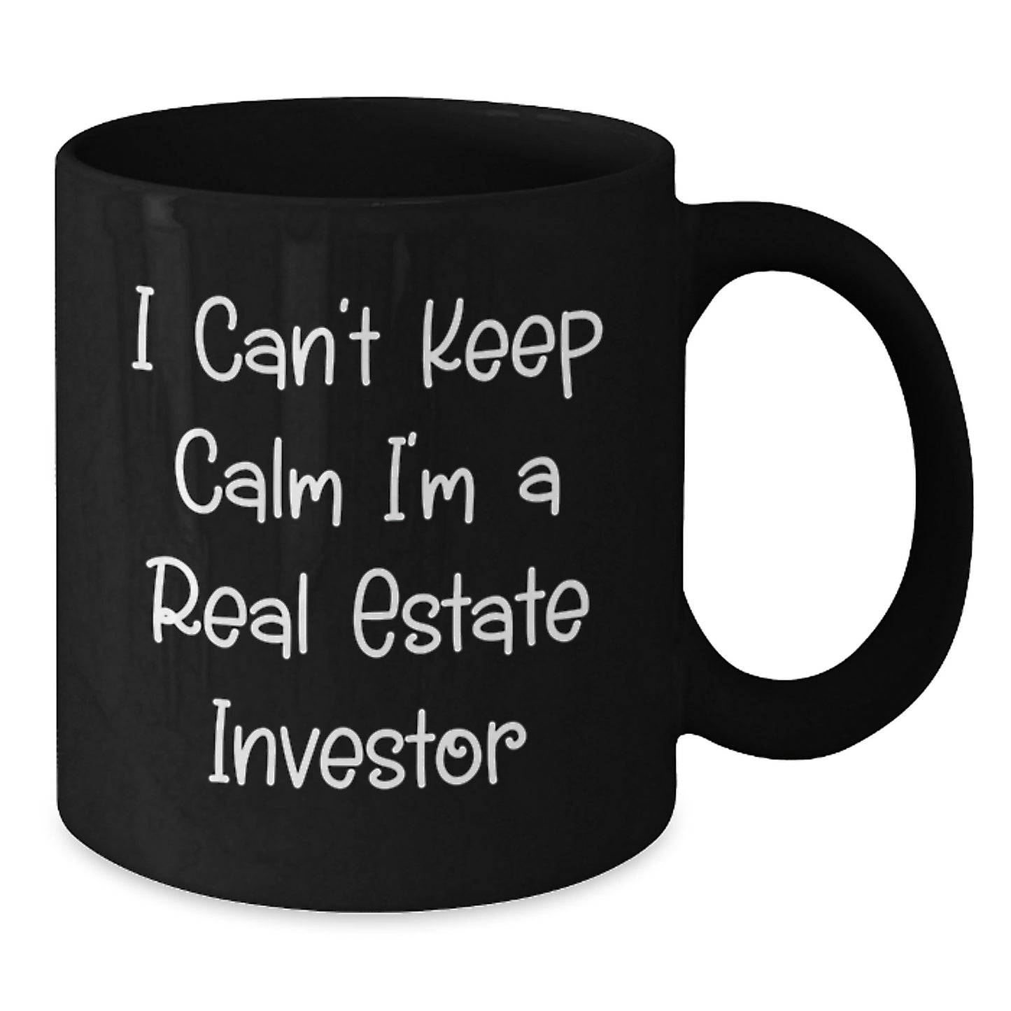 Funny Real Estate Investor Gifts for Men, Unique Black Coffee Mugs with 'I Cant Keep Calm Im A Real Estate Investor' Quote, Christmas - Additional