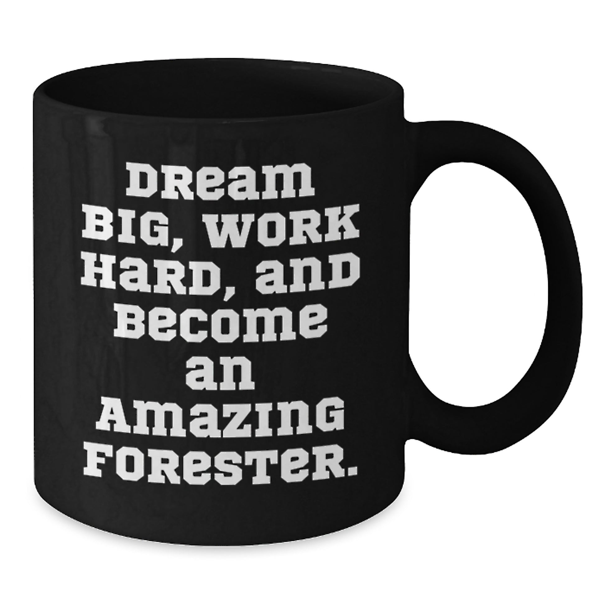 Funny Christmas Unique Gifts for Forester, Black Coffee Mug with Inspirational Quote, 'Dream Big, Work Hard, And Become An Amazing Forester.' - Additional