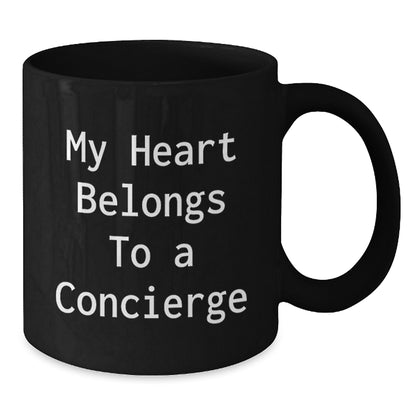 Concierge Gifts from Family and Friends, 'My Heart Belongs To A Concierge', Black Coffee Mug for Birthday - Additional