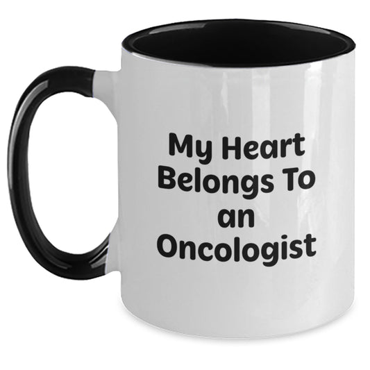 Funny Oncologist Gifts from Friends - My Heart Belongs To An Oncologist Two Tone Coffee Mug for Him, Unique Christmas Unique Gifts - Main