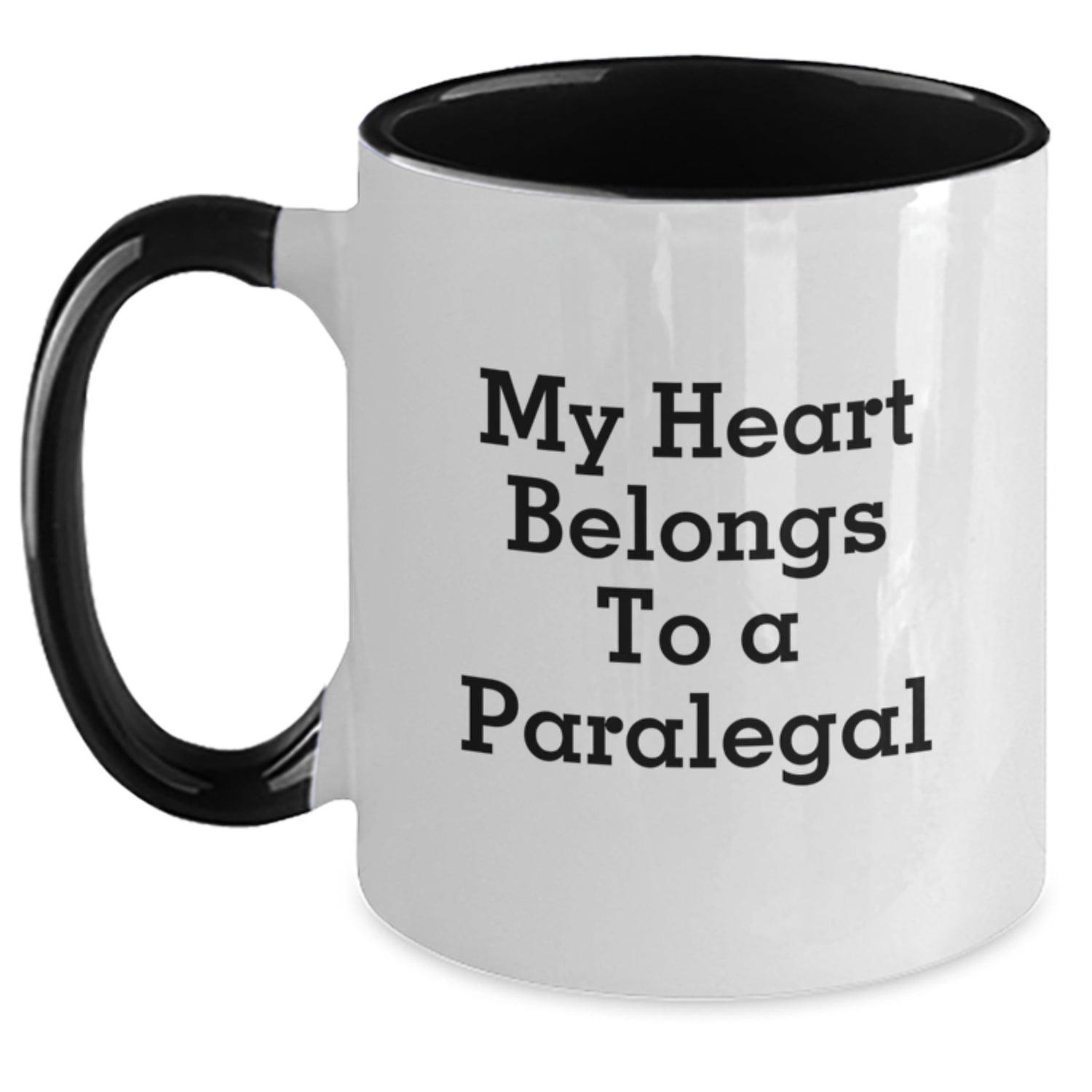 A Paralegal's Heart, Funny Two Tone Coffee Mug, Gifts from Coworkers to Friends, Valentine's Unique Gifts for Paralegal - Main