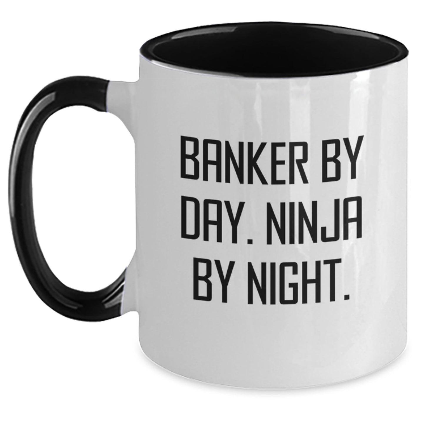 Funny Banker Gifts from Men for Banker By Day. Ninja By Night. Christmas Unique Two Tone Coffee Mugs - Main