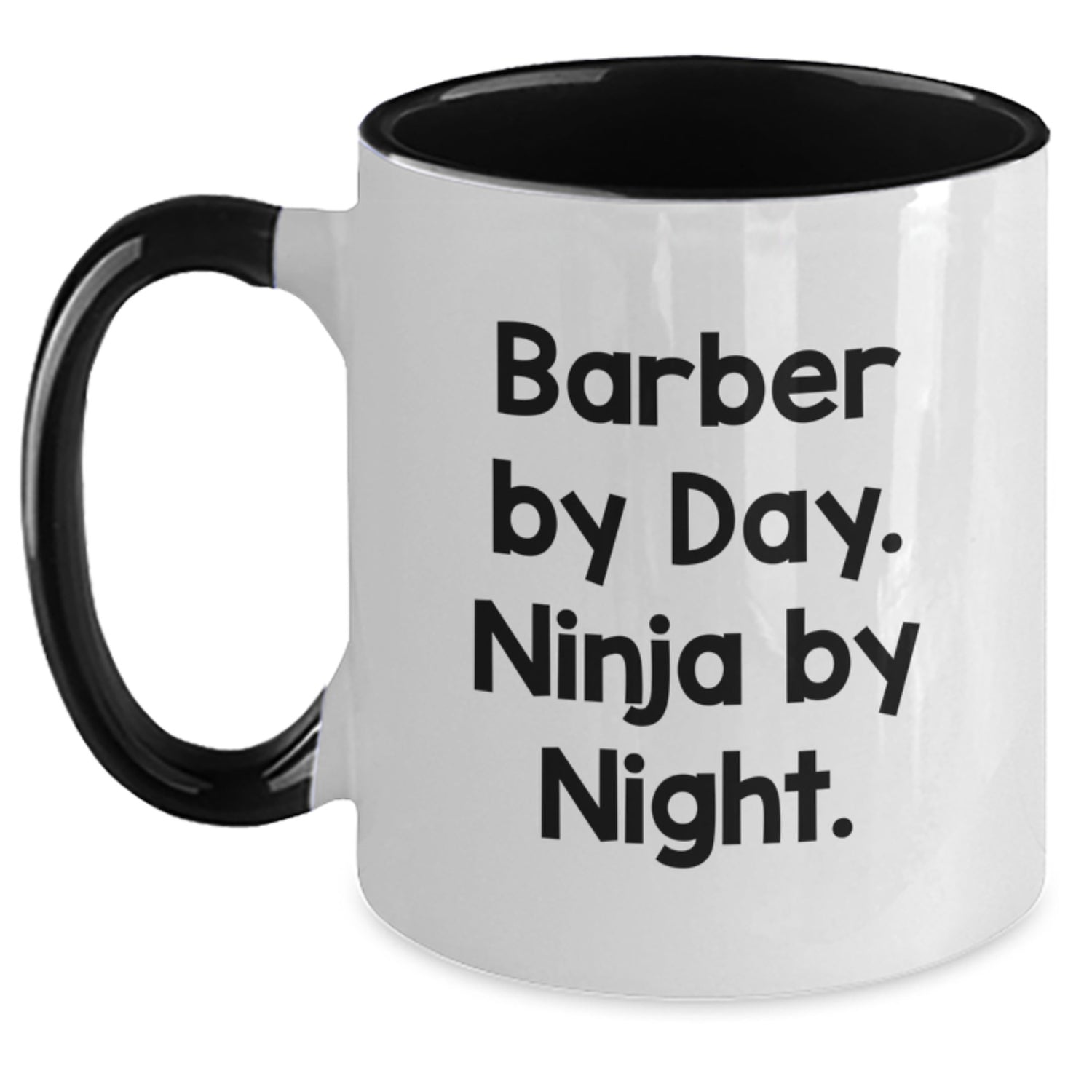 Funny Barber Gifts from Friends, Unique Two Tone Coffee Mug with 'Barber By Day. Ninja By Night.', Christmas Unique Gifts for Men - Main