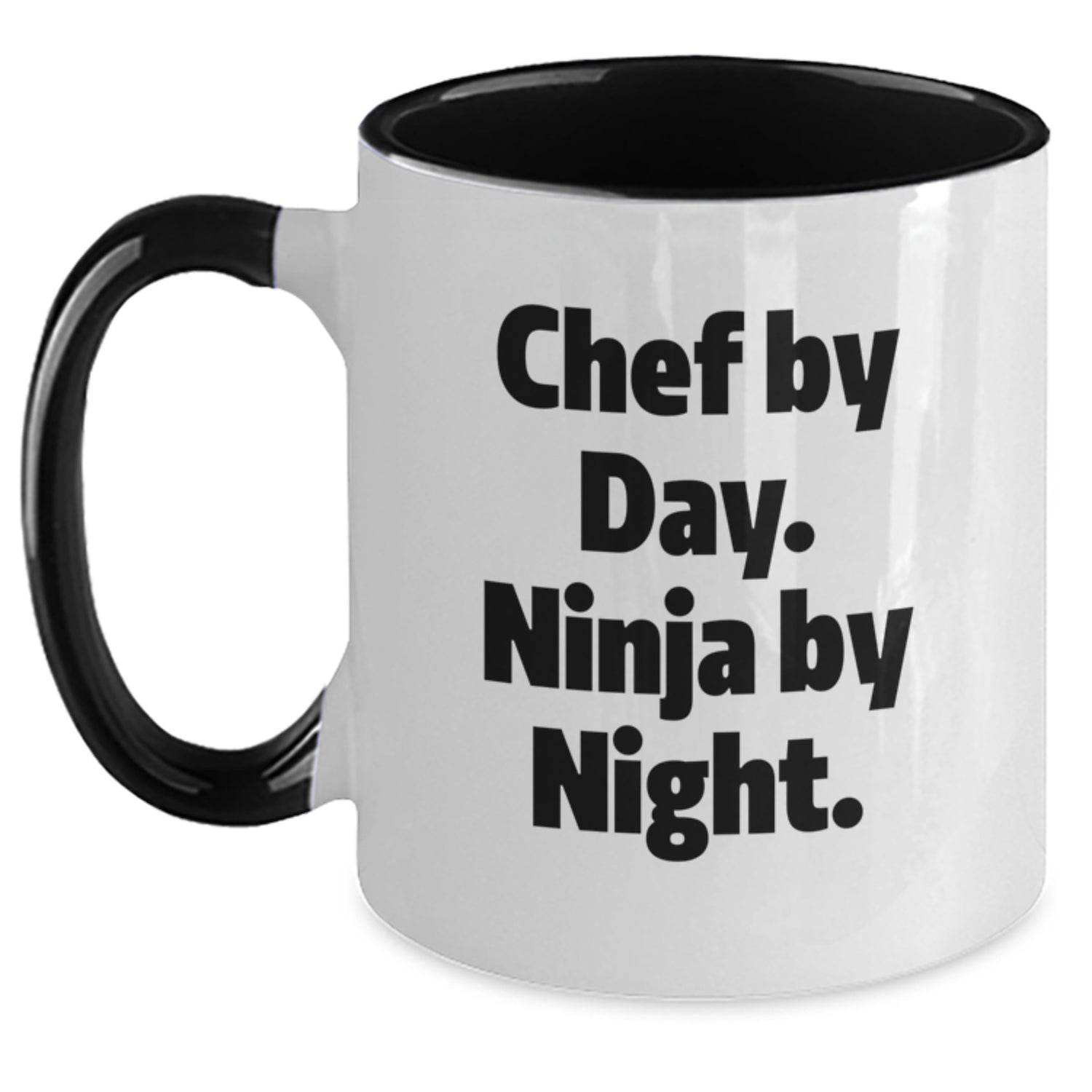 Funny Chef Gifts for Men - Gifts from Friends - Chef By Day. Ninja By Night. Two Tone Coffee Mug, Perfect for Christmas Unique Gifts - Main