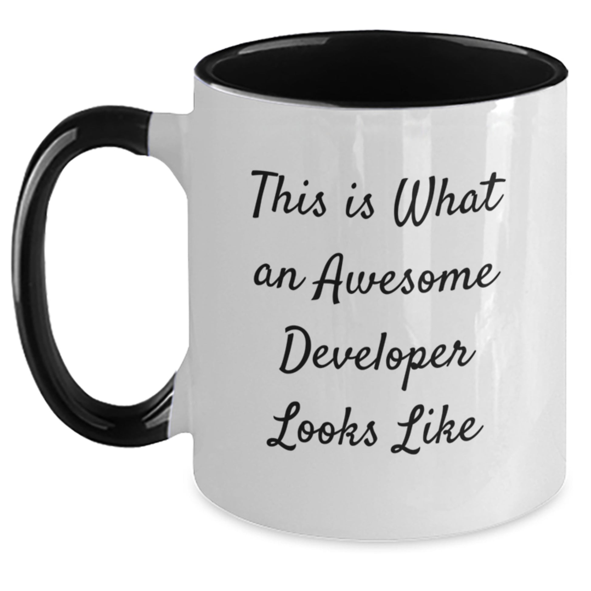 Funny Developer Gifts for Him from Family and Friends This Is What An Awesome Developer Looks Like Two Tone Coffee Mugs - Main