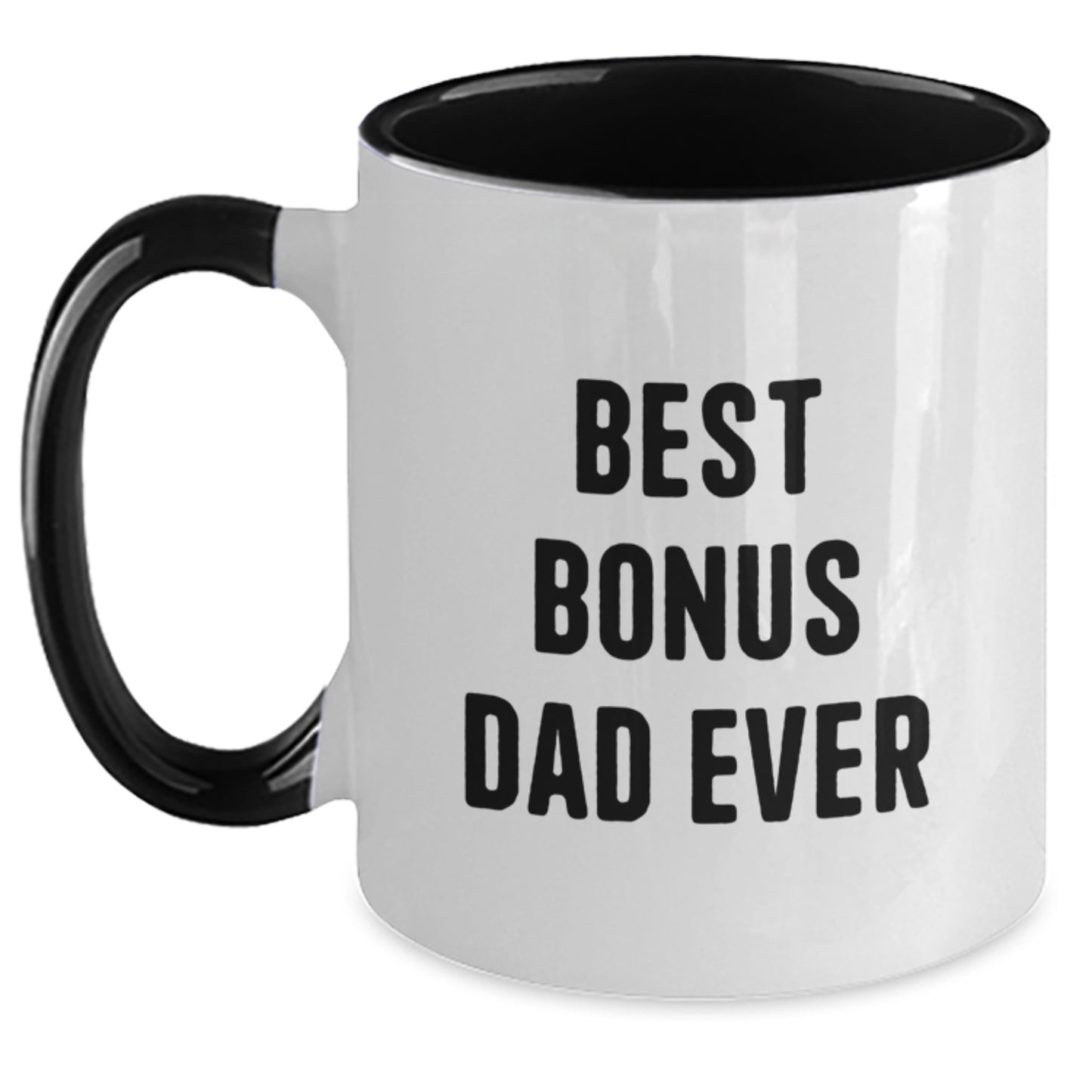 Funny Bonus Dad Gifts from Men to Dad, Best Bonus Dad Ever Two Tone Coffee Mug, Christmas Unique - Main