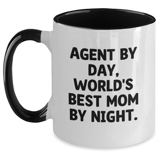 Agent By Day Funny Two Tone Coffee Mugs for Agents from Parents, Mom, Dad, or Friends - Main