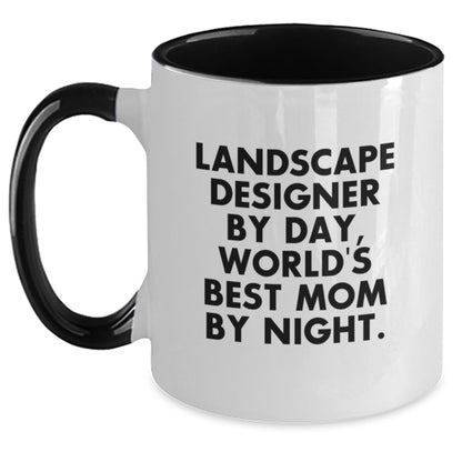 Funny Landscape Designer Gifts from Mom for World's Best Landscape Designer Daughter - Two Tone Coffee Mug - Christmas Unique Mugs for Landscape Designer Men or Women - Main