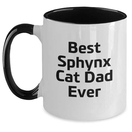 Funny Sphynx Cat Dad Gifts for Him on Valentine's Two Tone Coffee Mug, 'Best Sphynx Cat Dad Ever' Quote, Gift from Men to Family and Friends - Main
