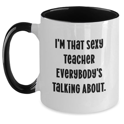 Sexy Teacher Gifts from Men - Teacher Christmas Unique Gifts for Teachers Two Tone Coffee Mug Funny Quote, Black and White, Red and White, Navy and White, Pink and White - 11oz Ceramic - Main
