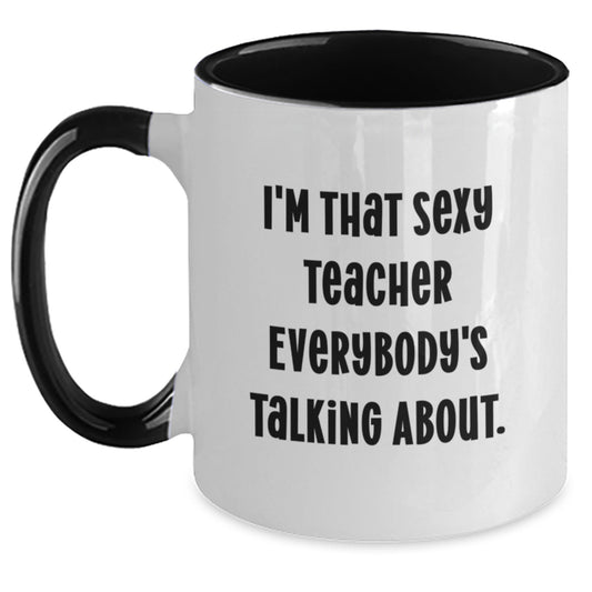 Sexy Teacher Gifts from Men - Teacher Christmas Unique Gifts for Teachers Two Tone Coffee Mug Funny Quote, Black and White, Red and White, Navy and White, Pink and White - 11oz Ceramic - Main