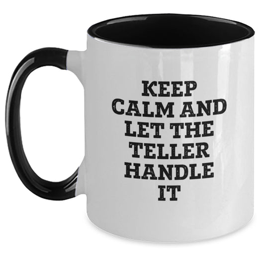 Funny Teller Themed Two Tone Coffee Mugs Gifts for Teller from Friends and Family this Christmas Unique - Main