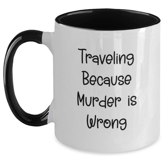 Funny Traveling Two Tone Coffee Mugs Gifts from Men for Friends and Family Christmas Unique - Main