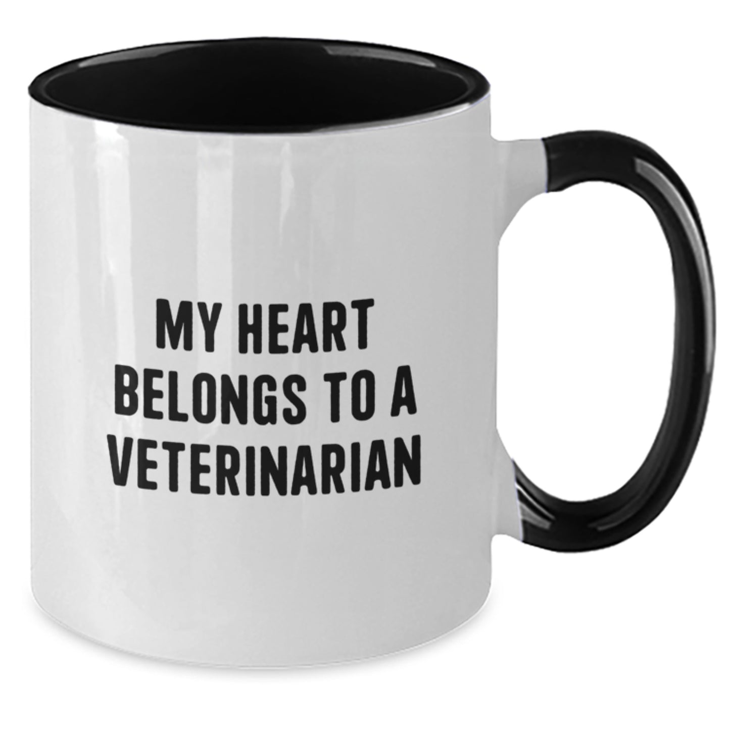 Funny Veterinarian Gifts from Family - My Heart Belongs To A Veterinarian Two Tone Coffee Mug for Birthday - Additional