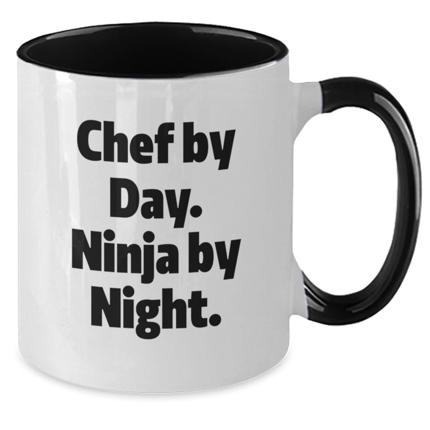 Funny Chef Gifts for Men - Gifts from Friends - Chef By Day. Ninja By Night. Two Tone Coffee Mug, Perfect for Christmas Unique Gifts - Additional