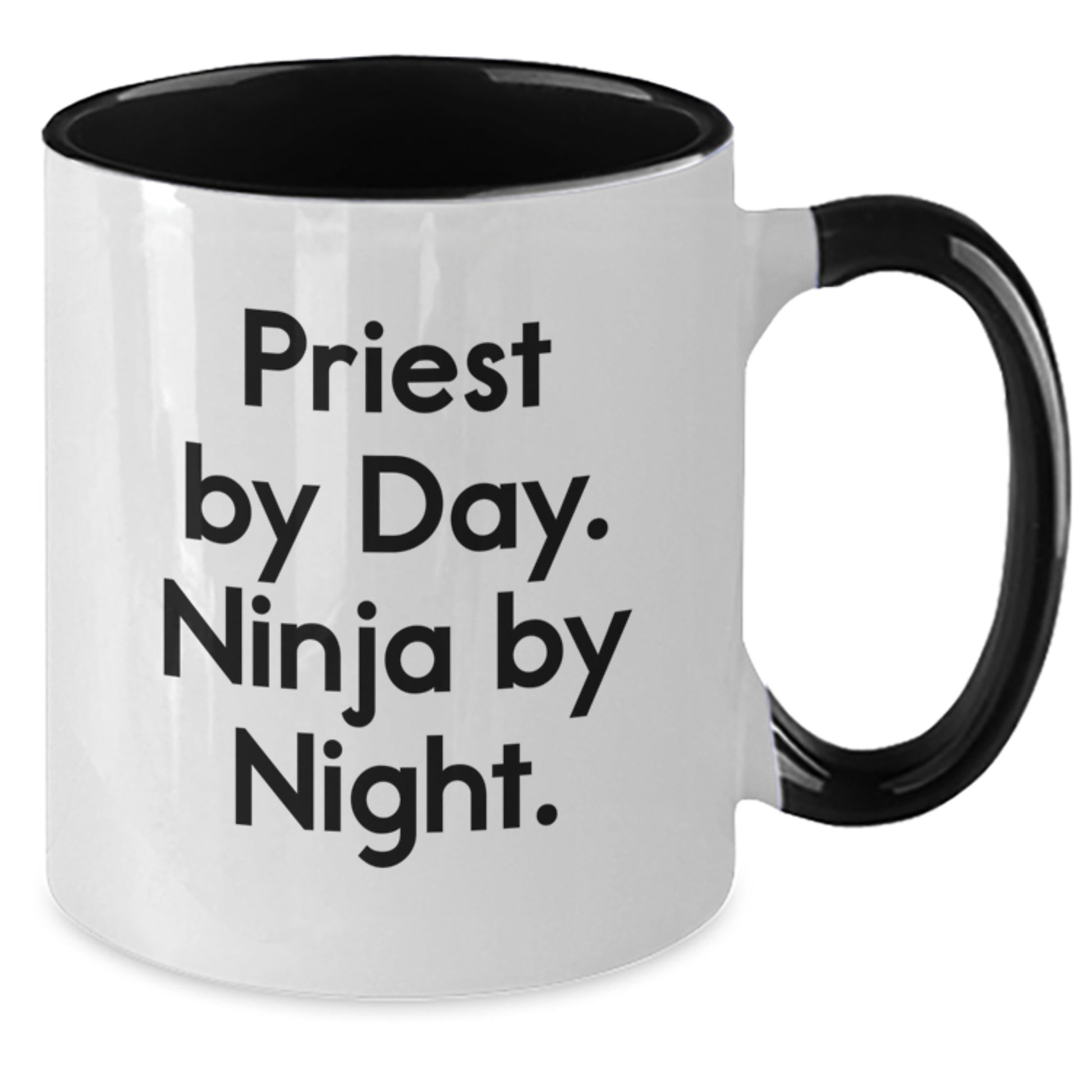 Funny Priest Gifts from Friends for Men, Priest By Day. Ninja By Night. Two Tone Coffee Mug, Christmas Unique Presents - Additional