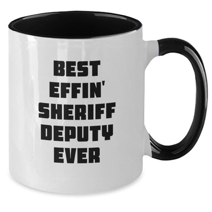 Funny Sheriff Deputy Gifts from Friends for Men Best Effin' Sheriff Deputy Ever Christmas Unique Mugs Two Tone Coffee Mug - Additional