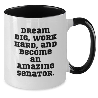 Funny Senator Gifts - Dream Big, Work Hard, and Become an Amazing Senator Two Tone Coffee Mugs for Birthday, Gifts from Friends, Gifts for Senator, Men, or Women - Additional