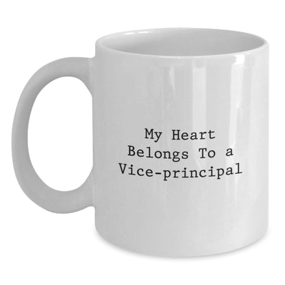 Funny Vice-principal Gifts from Men - Unique White Coffee Mugs for Vice-principal, Christmas Unique Gifts, My Heart Belongs To A 'Vice-principal' Mugs - Main